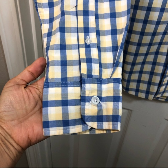 J. Crew Mens Button Up Long Sleeve Blue Yellow Plaid Slim Untucked Shirt Size S - Picture 4 of 12